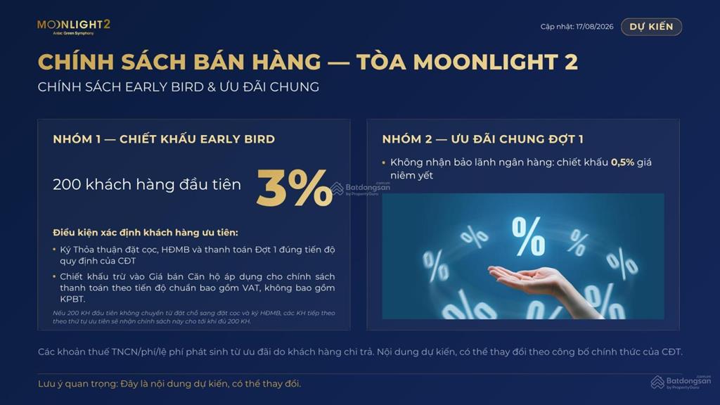 Hot! moonlight 2 dự án có mức giá hấp dẫn tại thời điểm hiện tại