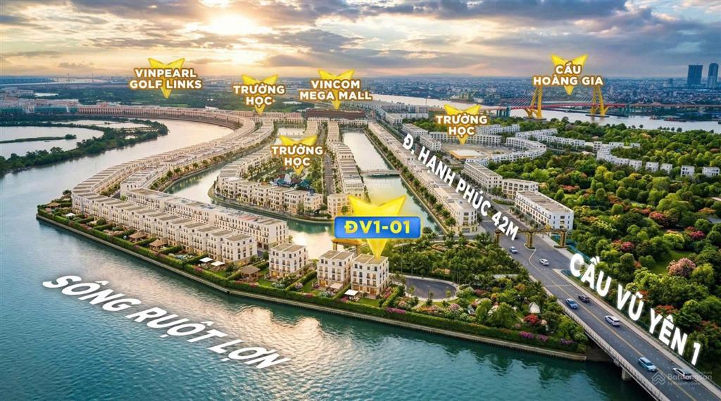 Đv1  01 biệt thự song lập góc đúng 1 căn duy nhất giữa trung tâm đảo vua vũ yên