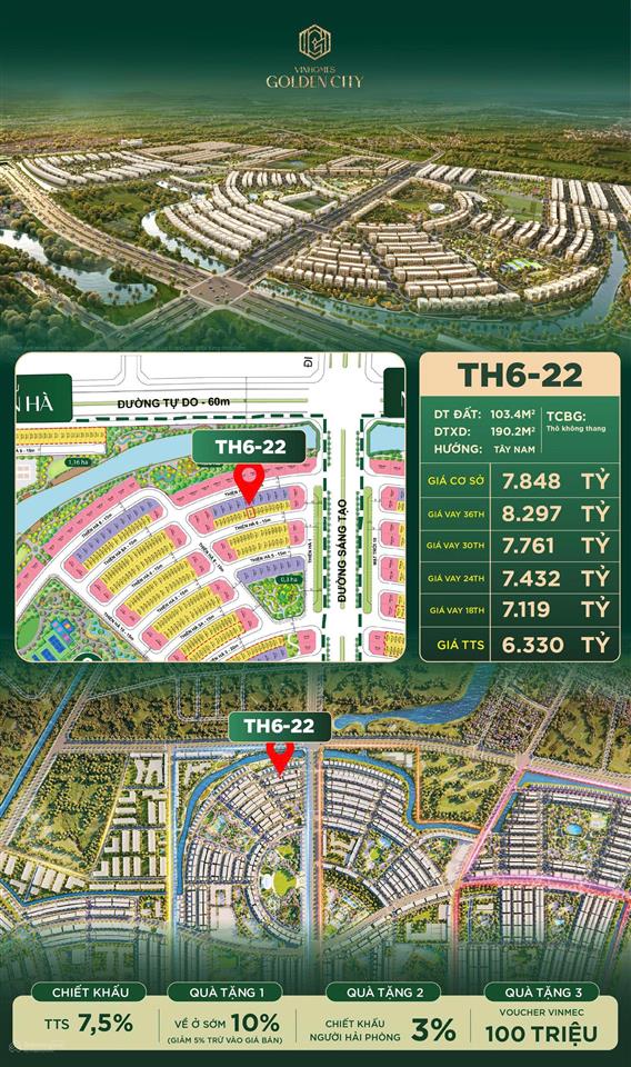 Hàng hiếm phân khu thiên hà vinhomes golden city mã căn th622