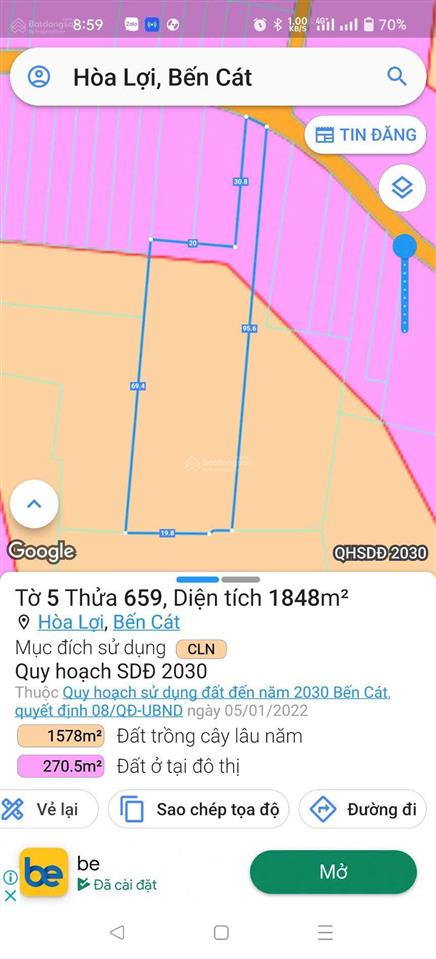 Dt lớn 1846,4 m2 = 3 tỷ 379 phường hòa lợi, bến cát bình dương