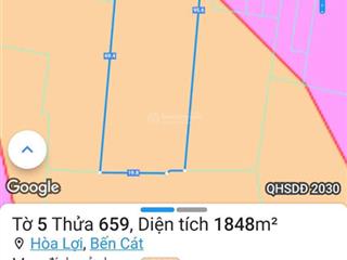 Dt lớn 1846,4 m2 = 3 tỷ 379 phường hòa lợi, bến cát bình dương