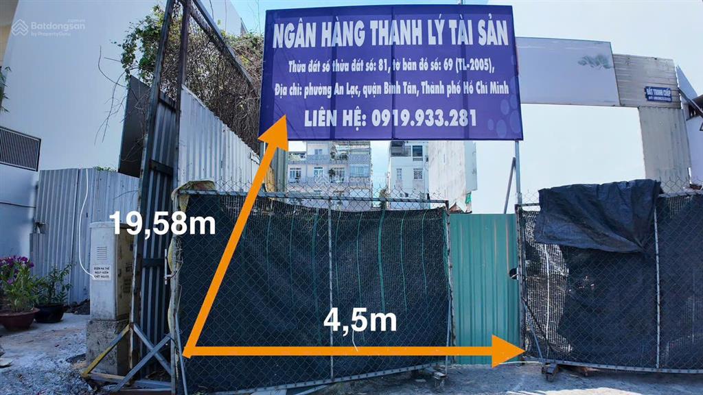 Đối diện white palace 4,5 x 19,58m võ văn kiệt, an lạc, bình tân, hcm, chỉ 8 tỷ 819