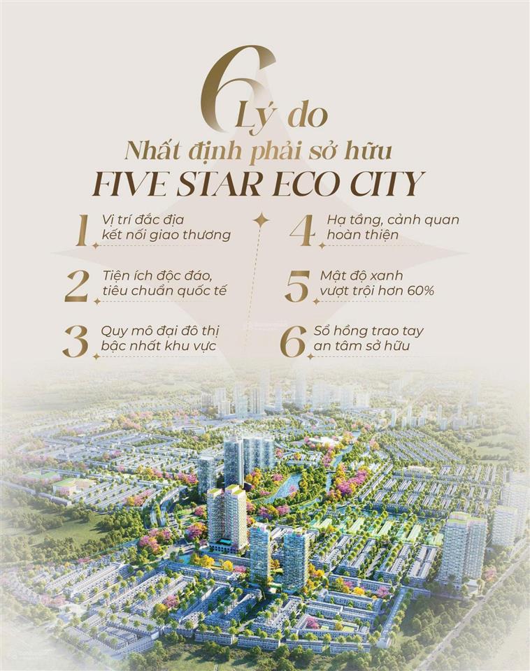 Five star eco city, chuẩn sống thượng lưu, pháp lý vững vàng
