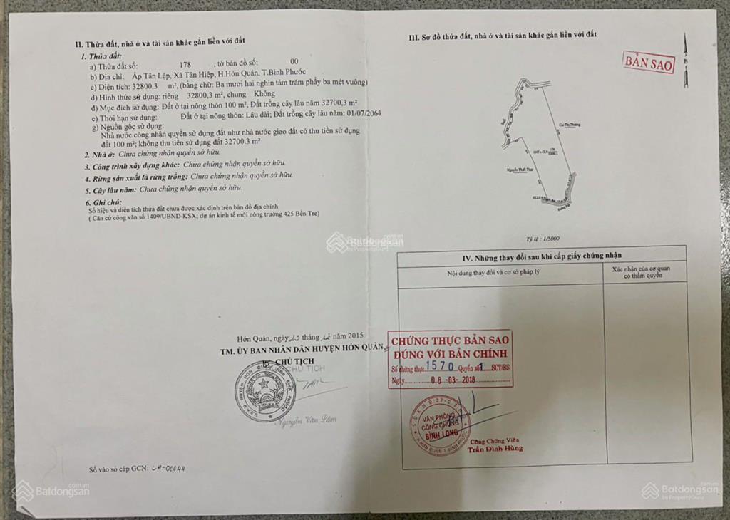 Bán đất có thổ cư và vườn cao su đang thu nhập ổn định ấp tân lập, tân hiệp, hớn quản, bình phước