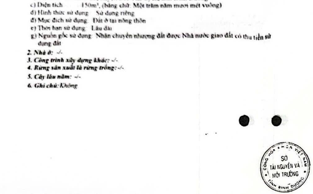 Bán đất nền 150m2 odt tại tân bình bắc tân uyên bình dương
