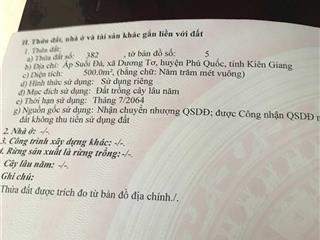 Tôi chủ nhà cần bán đất 500m2 chính chủ, tại dương tơ, phú quốc, kiên giang giá hữu nghị