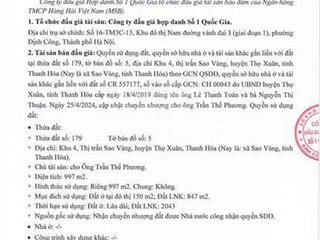 Bán đấu giá tài sản tại xã sao vàng, tỉnh thanh hóa