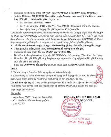 Thông báo bán đgts lộc tân, bảo lâm, lâm đồng