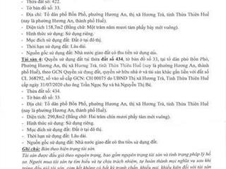 Thông báo bán đấu giá tài sản tại hương an, huế