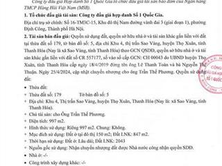 Bán đấu giá tài sản tại xã sao vàng, tỉnh thanh hóa