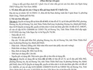 Quyền sử dụng đất tại thửa đất số 434, tờ bản đồ số 33 phường hương an, thành phố huế