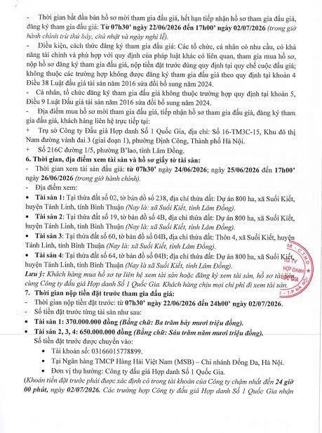 Bán đấu giá đất suối kiết  lâm đồng