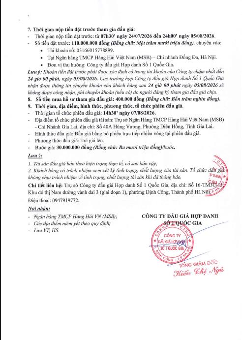 Thông báo đấu giá qsd đất tại phường an nhơn đông, tỉnh gia lai