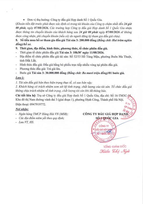 Thông báo bán đấu giá qsd đất tại xã quảng phú, tỉnh đắk lắk