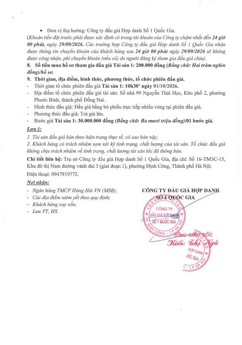Thông báo bán đấu giá qsd đất tại xã ea ô, tỉnh đắk lắk