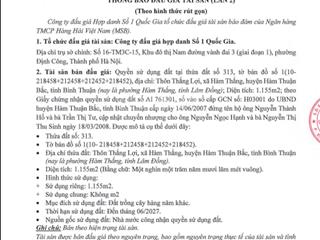 Thông báo bán đấu giá qsd đất tại phường hàm thắng, tỉnh lâm đồng