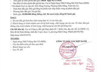 Thông báo bán đấu giá qsd đất tại phường hội phú, tỉnh gia lai