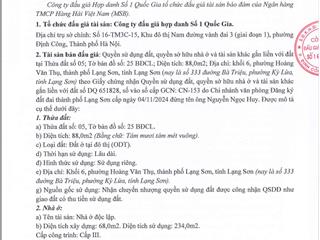 Tb bán đấu giá quyền sử dụng đất tại phường hoàng văn thụ, tỉnh lạng sơn