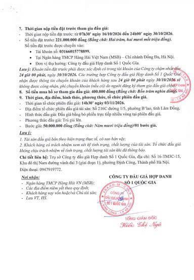 Thông báo bán đấu giá tài sản mũi né, lâm đồng