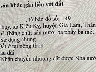 Chính chủ cần bán đất tại thôn xuân thụy, xã gia lâm, hà nội, diện tích 63,3 m2 giá 5,5 tỷ