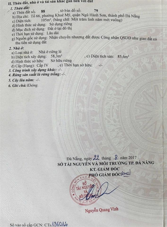 Mt nguyễn đình chiểu, ngay nam việt á, đối diện đảo kim cương, dt 105m2 rộng 5,2m giá rẻ nhất