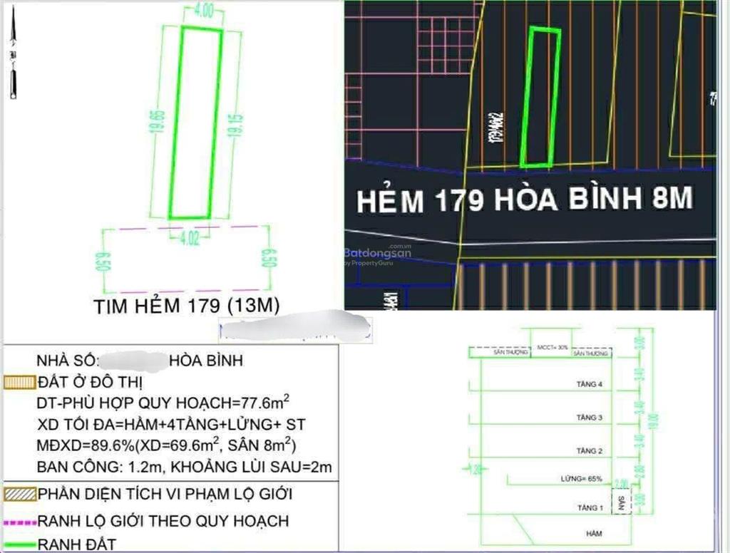 Ngay coop mart hòa bình  tân phú  78m2 (4x19,5)  đường nhựa 13m thông tô hiệu  giá 7,7 tỷ tl