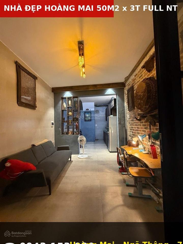 [hiếm] nhà đẹp hoàng mai 50m2  3 tầng  3 ngủ  tặng full nội thất gỗ  ngõ thông thoáng ở ngay.