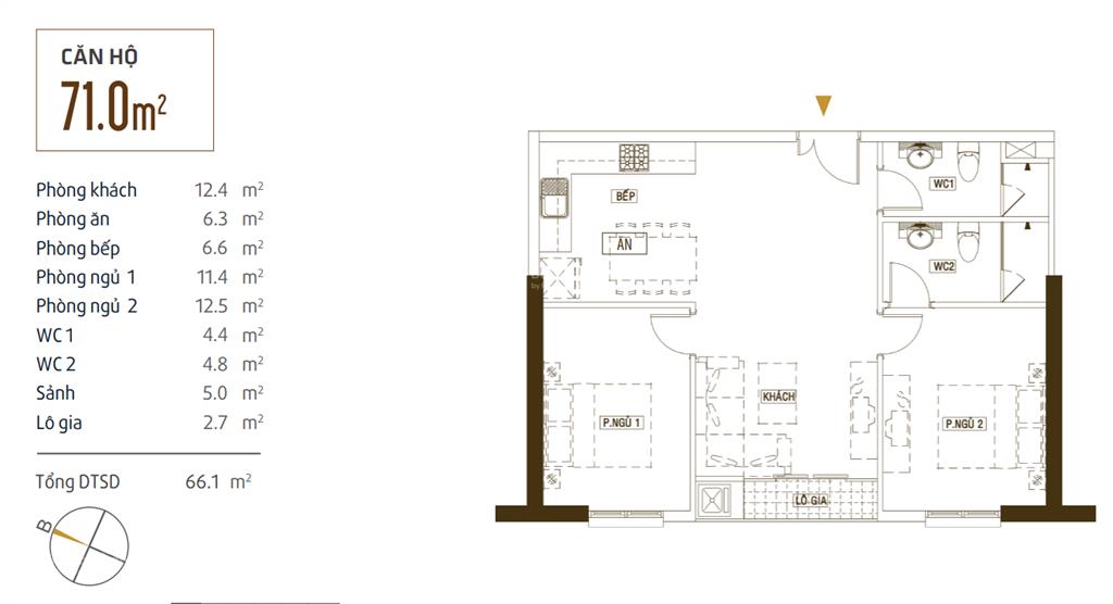 Bán căn hộ grand riverside 2pn 2wc, 71m2 5,7 tỷ  thiết kế vuông vức siêu đẹp, nội thất cao cấp.