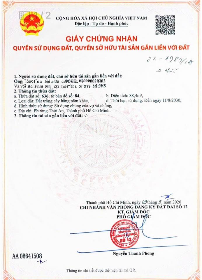 Đất bán tại thạnh xuân 24, 3,3 tỷ, 88m2 đẹp xuất sắc