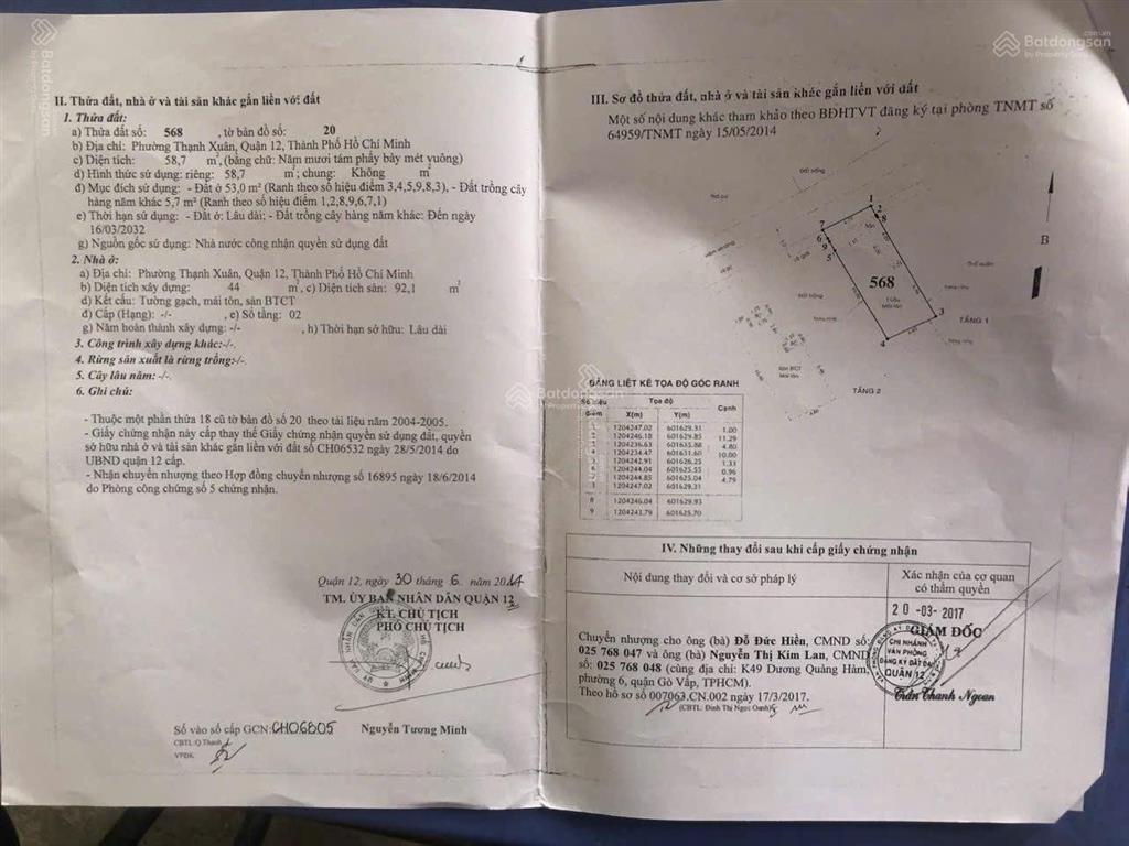 Bán nr đẹp xuất sắc tại thạnh xuân 40, 4,49 tỷ, 92.1m2, 2pn, 2wc