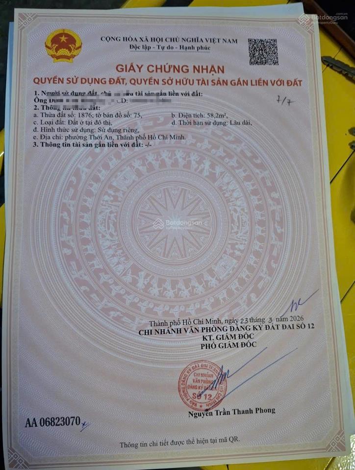 Bán đất tại thạnh xuân 35, 3,57 tỷ, 58,2m2, giá ưu đãi