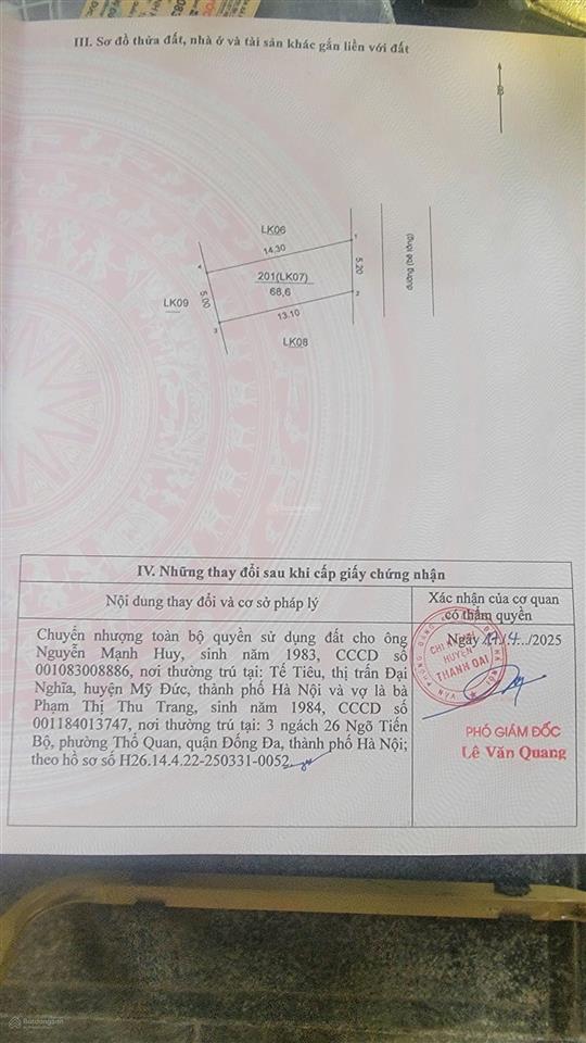 Bán lô đất đấu giá dư dụ thanh thùy , thanh oai,
