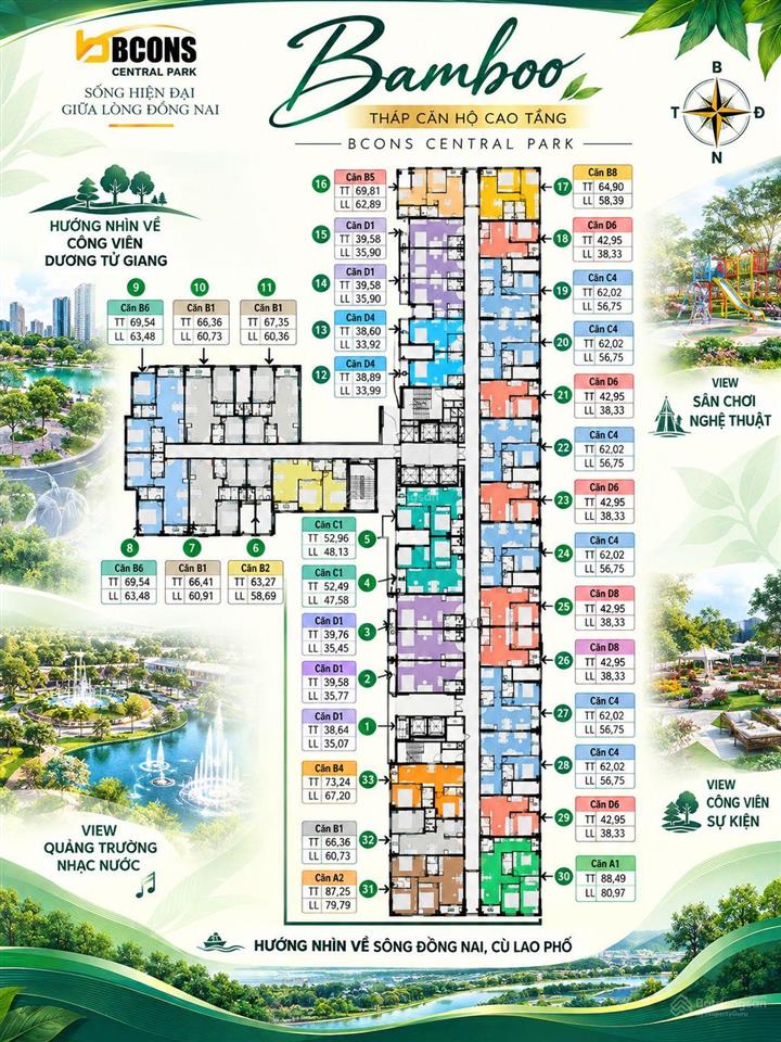 Bán cc 1pn tại bcons central park, 1,8 tỷ, 40m2