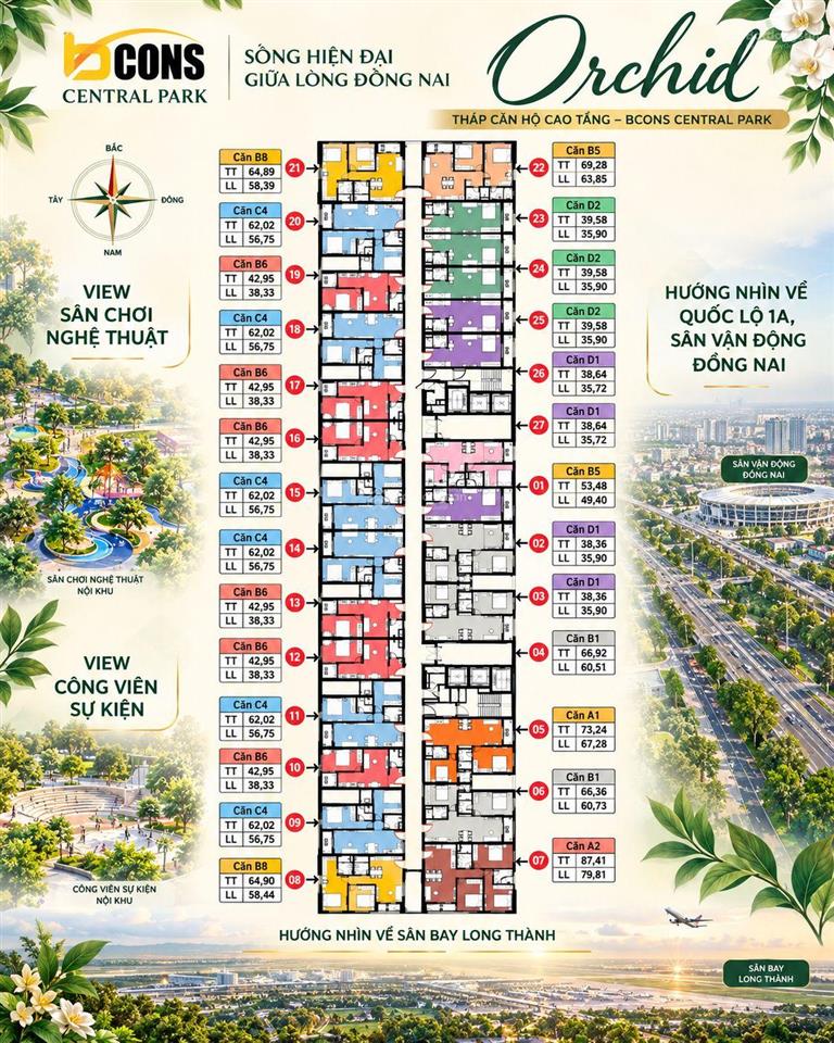 Bán cc 1pn tại bcons central park, 1,8 tỷ, 40m2