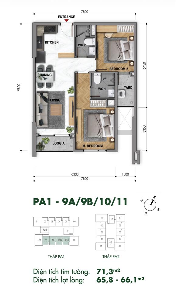 Bán căn hộ 2pn, 2wc tại the park avenue, dự kiến 6,6 tỷ, 71m2