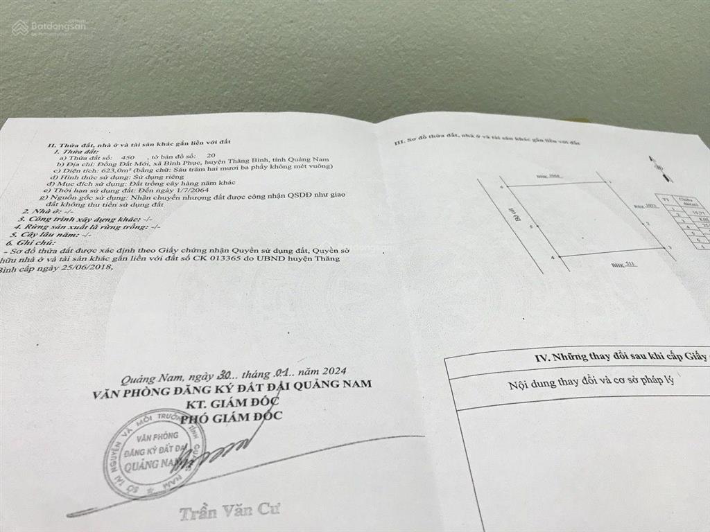Bán đất 1200 m2 tại xã bình phục, thăng bình, quảng nam, giá 460 triệu