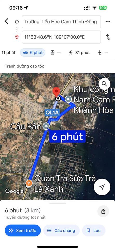 Lô cam thịnh, mặt đường ql, 9 tỷ, 2800m2, tp cam ranh, khánh hòa