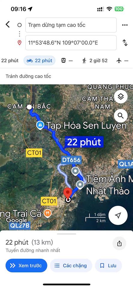 Lô cam thịnh, mặt đường ql, 9 tỷ, 2800m2, tp cam ranh, khánh hòa