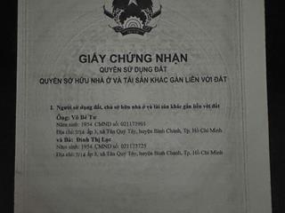 CHÍNH CHỦ CẦN BÁN LÔ ĐẤT ĐẸP TẠI TÂN QUÝ TÂY – BÌNH CHÁNH