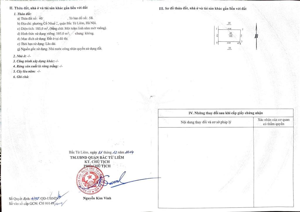 Bán đất cổ nhuế ngõ 43 ô tô đỗ cửa. 1 nhà ra ô tô tránh nhau, kd. xây ccmn đẹp 105m2 mt 7,5m 29,9 t