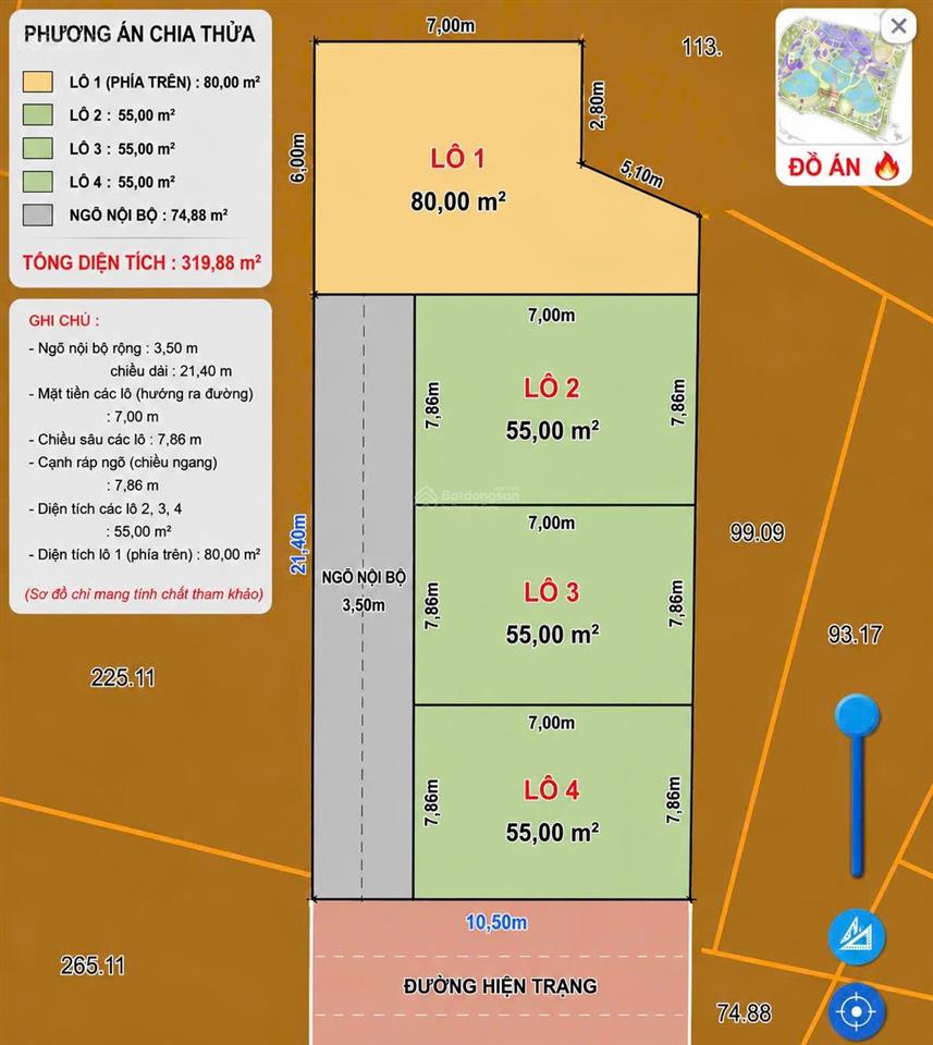Bán đất xuân đỉnh giá đầu tư cách 1 nhà ra mặt phố, đoạn đầu giáp xuân la 307m2 vf3 vào đất 150tr/m