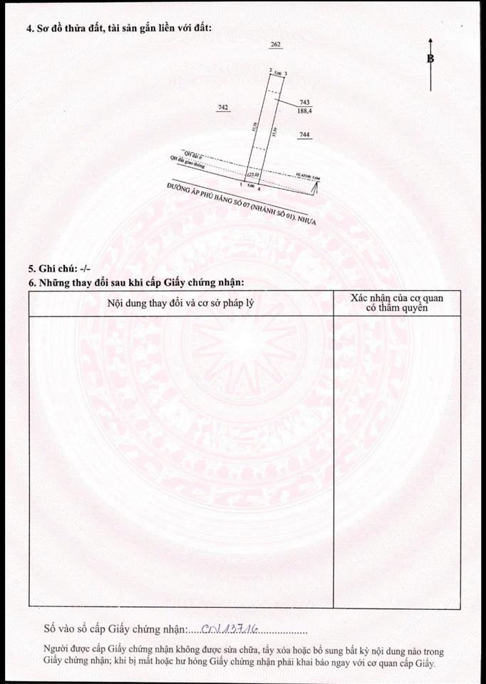 Chính chủ cần bán gấp 187m2 mặt tiền đường nhựa bình dương