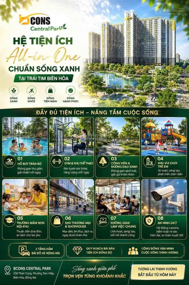 Bcons central park căn hộ trung tâm biên hòa cách vincom 200m  2pn 1wc  2 tỷ hơn
