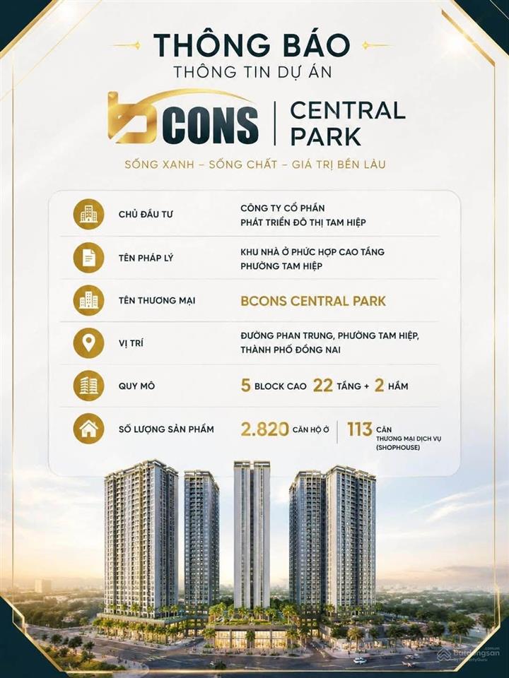 Bcons central park căn hộ trung tâm biên hòa cách vincom 200m  2pn 1wc  2 tỷ hơn