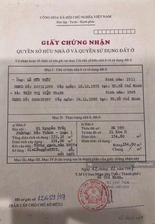 Bán nhà mặt tiền 91 nguyễn trãi phường bến thành,dt9.7x21.6 2 tầnghdt 250tr/thánggiá bán 90 tỷ