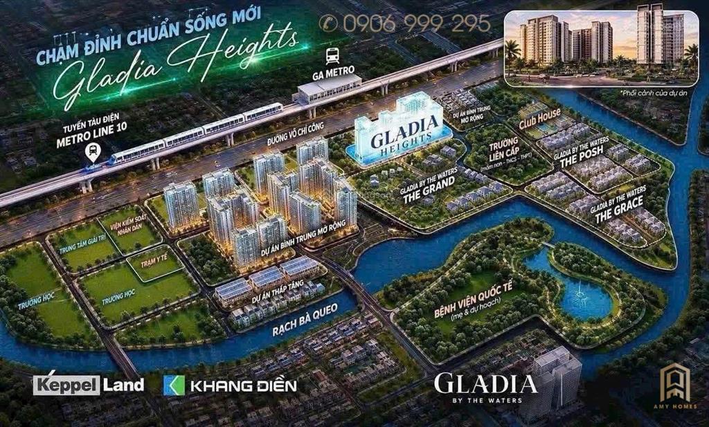 Gladia heights, siêu phẩm mới đường võ chí công từ keppel & khang điền  chỉ với 83triệu/m2