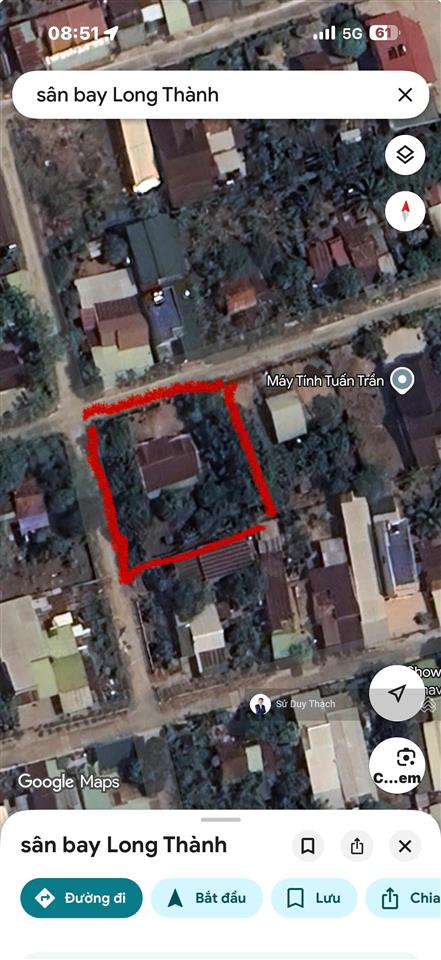 Giãm sâu 2 tỷ cho lô đất 853m2 2 mặt tiền, tặng kèm nhà biệt thự mái thái! đất sân bay long thành