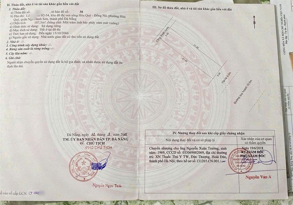 Chính chủ bán đát đường trương quang được khu nam hòa xuân b2.54 giá 5,5 tỷ