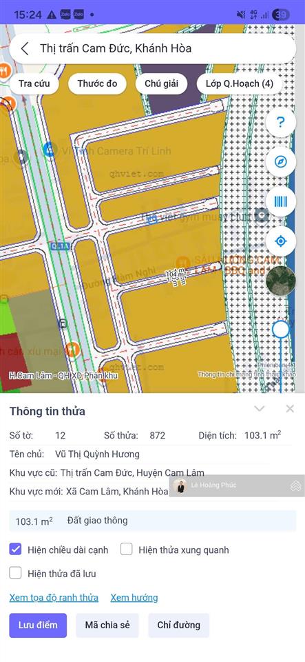 Đất full thổ cư cam đức  103m2 odt gần ql1a  quy hoạch vinhomes  đường 10m