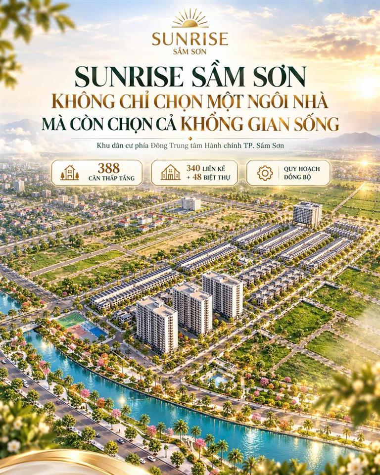 Bán nhà liền kề kdt sunride sầm sơn, cạnh ub phường sầm sơn